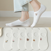 白袜子女船袜夏季薄款可爱日系卡通刺绣隐形棉袜女生浅口短袜百搭