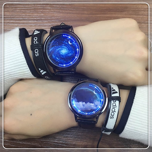 创意个性触摸屏电子手表，led发光防水韩版男女学生星空情侣表