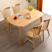 定制折叠圆桌带转盘餐桌小户型，可伸缩圆形，原木实木家用10人可变桌