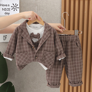 男童套装宝宝周岁小西装2春秋3礼服，4一岁婴，幼童5韩版儿童西服外套