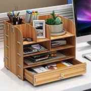 定制办公用品桌面收纳盒大号木质抽屉多层杂物储物盒办公室文件置