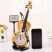 创意手提琴闹钟塑料，摆件情侣礼物，学生桌面时钟节日