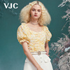 VJC/威杰思女装春夏短款上衣灯笼袖短袖气质减龄套头甜美