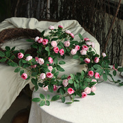 仿真玫瑰花藤假花塑料，藤蔓植物摆设吊顶墙面空调，管道装饰遮挡藤条