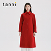 tanni红色复古长款双面羊毛，小个子大衣商场同款女tj31co076a