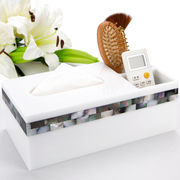 Amojoy创意贝壳收纳纸巾盒 欧式客厅抽纸盒 家用茶几遥控器纸抽盒
