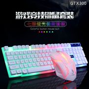 力镁GTX300键鼠套装有线USB游戏鼠标键盘网吧发光套件外设