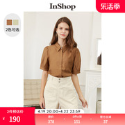 商场同款INSHOP新短袖衬衫女气质通勤职业衬衣上衣