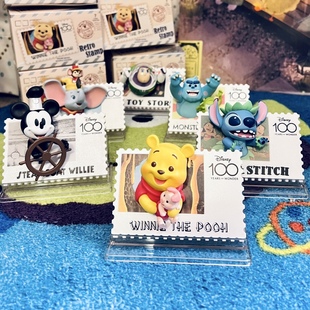 miniso名创优品盲盒迪士尼周年复古邮票，潮玩手办摆件生日纪念礼物