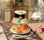 三层水果盘陶瓷欧式点心盘蕾丝陶瓷二层串盘下午茶甜品盘陶瓷