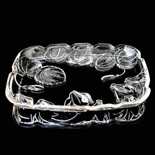 大号欧式长方形托盘杯子，盘水晶水果盘玻璃果盘，透明客厅茶盘创意