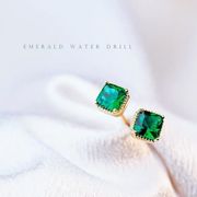 绿宝石s925纯银耳钉女法式高级感复古气质网红简约耳环