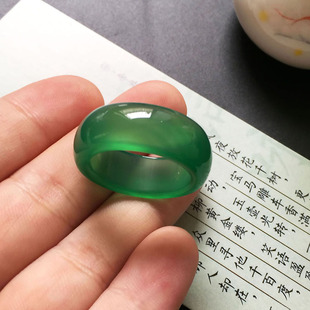 天然绿玛瑙戒指 水晶玉石玉髓扳指戒指饰品 情侣指环男女礼物