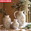 法式乡村雕花复古白瓷陶瓷花瓶花壶花器手工艺术装饰器皿摆件