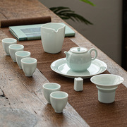 景镇青白瓷功夫茶具，套装家用客厅简约陶瓷，泡茶壶茶杯礼盒装礼