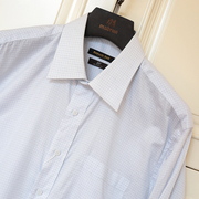 高档商务丝光棉长袖衬衫英国制造进口kinloch1868白色细格春夏季