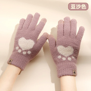 手套可爱学生加厚保暖冬季骑车开车触屏毛线冬天防寒手套
