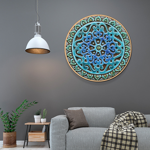 北欧波普风圆形装饰画客厅摩洛哥瓷砖花纹壁挂，画几何花纹复古墙画