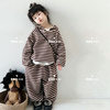 歪歪妞韩国童装儿童洋气时髦条纹特种面料两件套男女小童宝宝套装