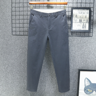 2024春夏季深灰九分休闲裤，男士修身直筒，薄款高端宽松纯棉裤子