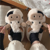 冬季韩式可爱小奶牛全包跟棉拖鞋，情侣家居防滑保暖月子软底鞋男女