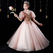 儿童生日会公主裙花仙子，钢琴演奏小女孩节目主持声乐，演唱绑带礼服