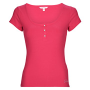 guess女装短袖小香风，方领优雅气质t恤显瘦上衣紫红色夏季2024