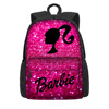 跨境barbie芭比公主学生，书包大容量双层前袋背包户外双肩包