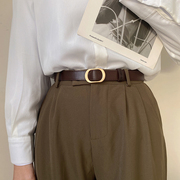 棕色皮带女士百搭时尚，2024年ins潮，裤带裤腰带女细款装饰