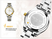  冠琴石英双日历简约钢带手表男士皮带瑞士商务女士国产腕表