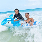 成人儿童海豚浮床水上游戏玩具浮排PVC水上卡通动物充气浮排