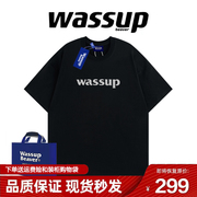 WASSUP BEAVER国潮短袖T恤男女纯棉夏季休闲情侣装半袖