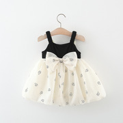 女宝宝夏季吊带连衣裙，01-2-3-4岁女童夏装婴儿，拼接纯棉网纱公主裙