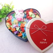 手工diy创意双面爱心折纸，成品加盒送女友生日情人节礼物