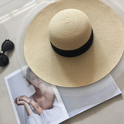 春夏季超大沿网纱遮阳帽女度假沙滩帽防紫外线太阳帽
