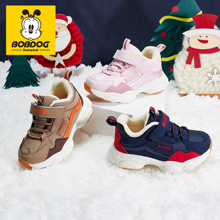 巴布豆童鞋2020冬季儿童学步鞋男童女童中小童加绒防滑机能鞋