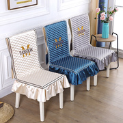 连体餐椅垫坐垫椅套家用简约现代北欧纯色刺绣，m防滑餐桌椅子套罩