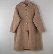 vintage古着秋冬女装毛呢外套，文艺复古直筒中长款气质ol羊毛大衣