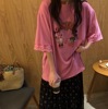 韩国东大门ins米奇蕾丝花边袖，t恤女2024设计感减龄童趣上衣潮