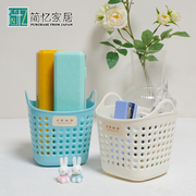 日本置物篮可爱卫生间浴室桌面化妆用品杂物收纳篮软塑料篮收纳筐