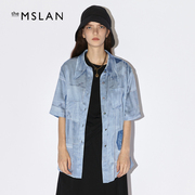MSLAN商场同款春秋短袖印花设计感外搭衬衫MECE1409