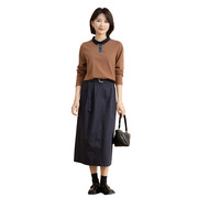 yun韫春季复古条纹显瘦针织，棉卫衣女款长袖t恤女士上衣