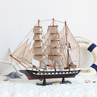 销木质帆船模型地中海风格，家居装饰摆件工艺船