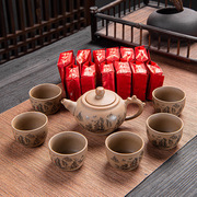 手工复古粗陶茶具套装 整套陶瓷功夫茶具可印