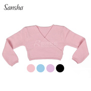Sansha三沙儿童舞蹈服 冬季七分袖V领保暖毛衫芭蕾针织短上衣毛衣