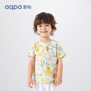 aqpa爱帕儿童短袖男女童，t恤夏季薄款卡通萌趣宝宝纯棉衣服