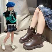 女童靴子2023秋冬季洋气，马丁靴小女孩时尚，皮靴儿童款短靴真皮