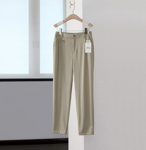 特别日本进口醋酸面料夏季薄款高弹力女裤清凉垂坠显瘦九分裤