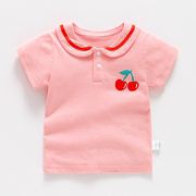婴儿女童夏装宝宝薄款0岁1幼儿，2上衣3小童半袖4纯棉短袖t恤打底衫