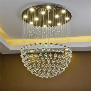现代复式楼梯灯球形水晶，吊灯餐厅客厅灯具，吊线灯圆球灯